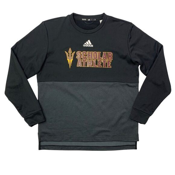 Adidas Sweatshirt Mens L Black Fleece Arizona State Sun Devils Scholar Athlete - Picture 1 of 14